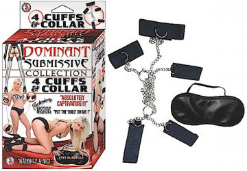 Dominant Submissive 4 Cuffs and Collar - Black