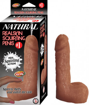 Natural Realskin Squirting Penis - Brown